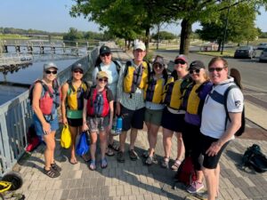 Group photo on river